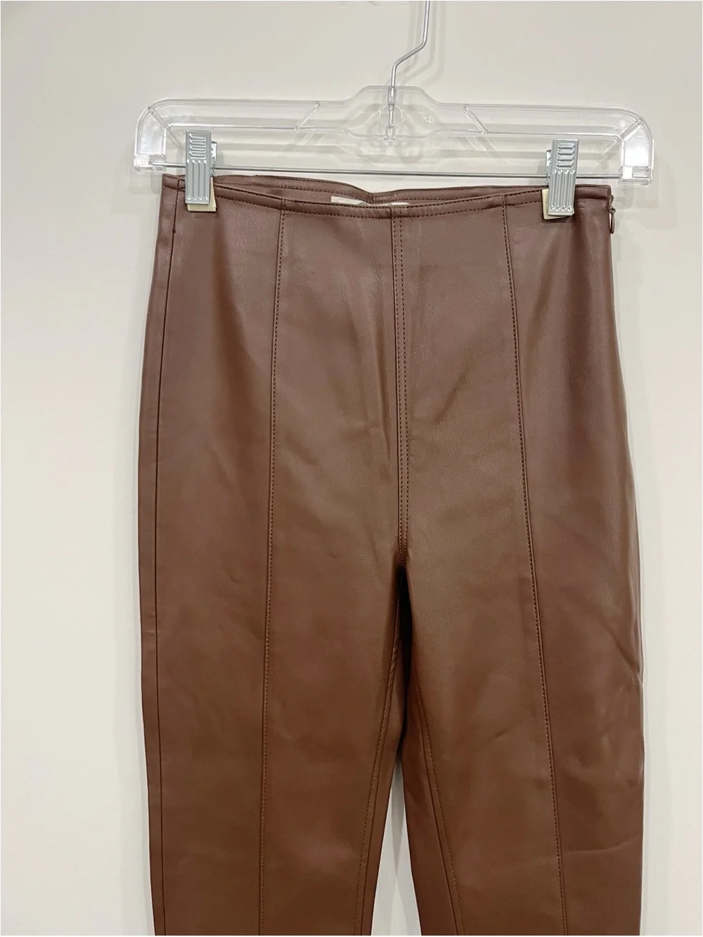 Free People We The Free Spitfire Faux Leather Skinny Pants Brown Size 24